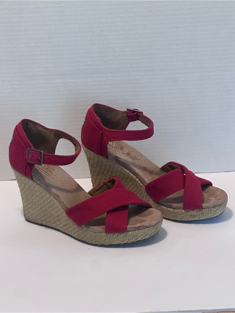 TOMS Women’s Red Espadrille Wedge Sandals